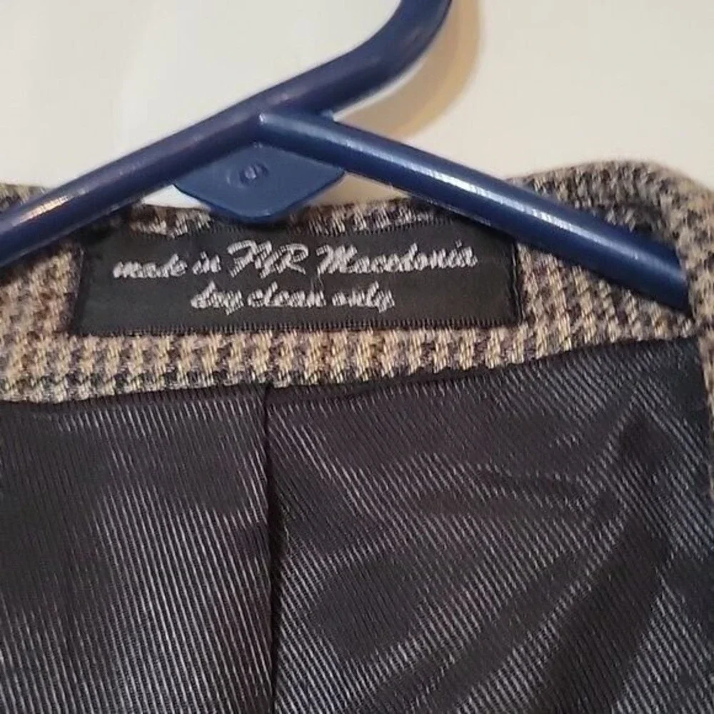 ANDREW FEZZA 52R Brown Glenn‎ Plaid Wool/Silk Blazer Suit Jacket Sport Coat